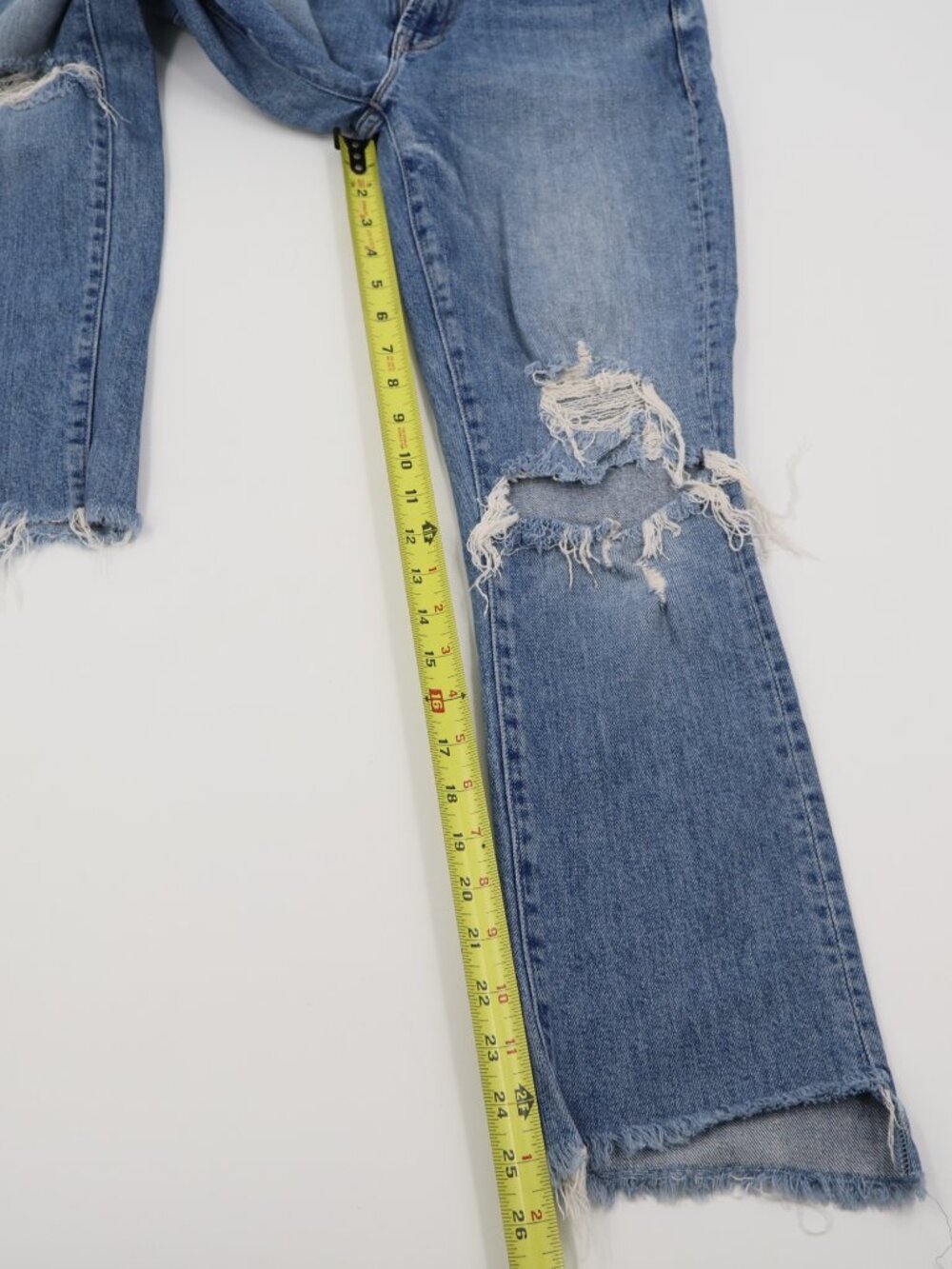 Mother The Insider Crop Step Fray Jeans Womens 27 Blue Distressed Holy Melanchol - Picture 3 of 11